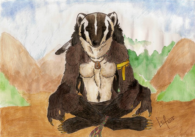 Meditating Badger by Lupinewolf